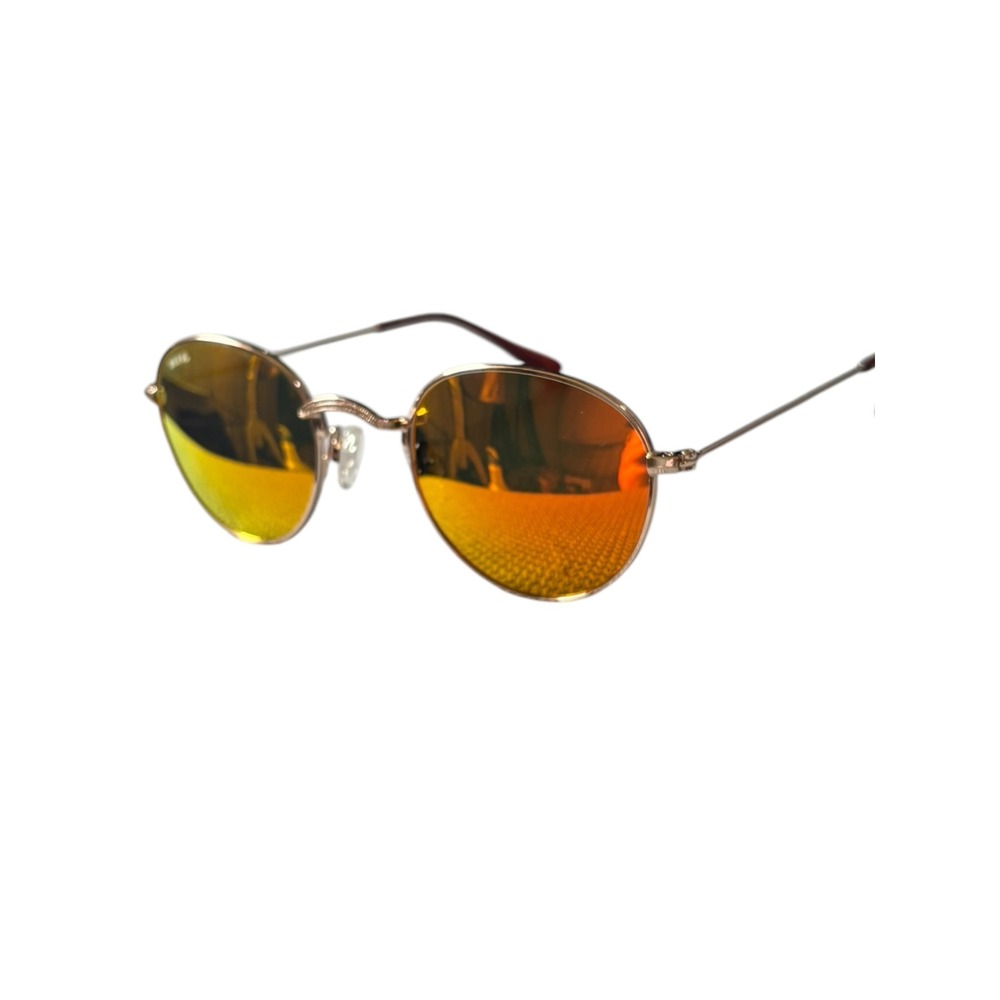 Beach Gal BG-N16 Round Polarized Sunglasses Gold Orange Mirror Lens 46-22-145